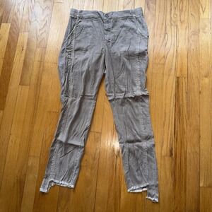 XCVI Pants‎ L Raw Hem Boho Pants Elastic Waist Lightweight Stretch Casual Beachy